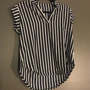 Navy and White Striped Top
